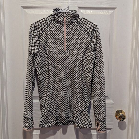 Lands' End Size Medium 1/4 Zip Up Polka Dot Black & White Pullover Jacket - Picture 1 of 7